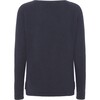 Women Cashmere Long Sleeve Knit Sweater, Navy - Sweaters - 2