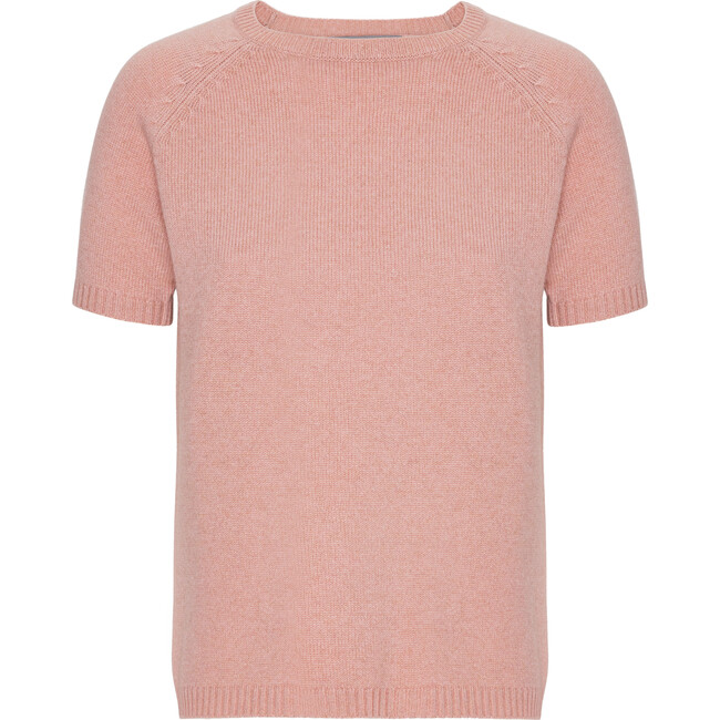 Women Cashmere Short Sleeve Knit Blouse, Dahlia Melange