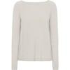 Women Cashmere Long Sleeve Knit Sweater, Ice Melange - Sweaters - 1 - thumbnail