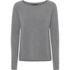 Women Cashmere Long Sleeve Knit Sweater, Grey Melange - Sweaters - 1 - thumbnail