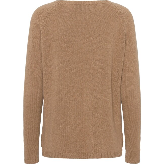 Women Cashmere Long Sleeve Knit Sweater, Caramel
