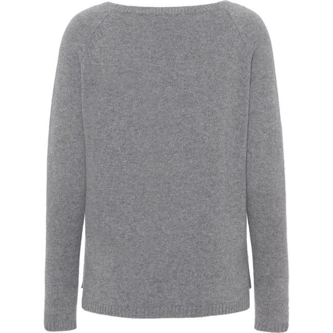 Women Cashmere Long Sleeve Knit Sweater, Grey Melange