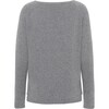 Women Cashmere Long Sleeve Knit Sweater, Grey Melange - Sweaters - 2