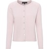 Women Cashmere Long Sleeve Button Down Knit Cardigan, Rose Powder - Cardigans - 1 - thumbnail