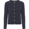 Women Cashmere Long Sleeve Button Down Knit Cardigan, Navy - Cardigans - 1 - thumbnail