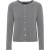 Women Cashmere Long Sleeve Button Down Knit Cardigan, Grey Melange - Cardigans - 1 - thumbnail