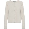 Women Cashmere Long Sleeve Button Down Knit Cardigan, Ice Melange - Cardigans - 1 - thumbnail