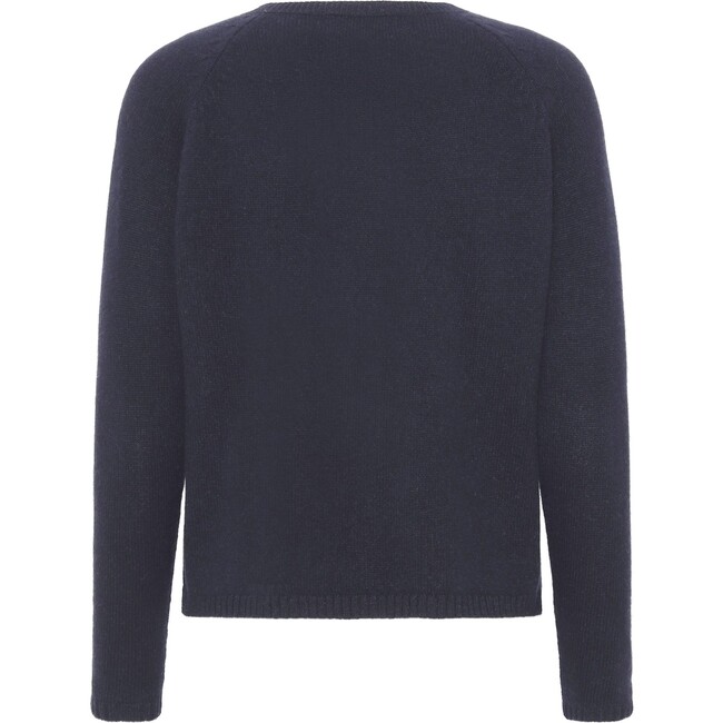 Women Cashmere Long Sleeve Button Down Knit Cardigan, Navy