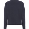 Women Cashmere Long Sleeve Button Down Knit Cardigan, Navy - Cardigans - 2 - thumbnail