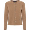 Women Cashmere Long Sleeve Button Down Knit Cardigan, Caramel - Cardigans - 1 - thumbnail