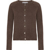 Women Cashmere Long Sleeve Button Down Knit Cardigan, Cappuccino Melange - Cardigans - 1 - thumbnail