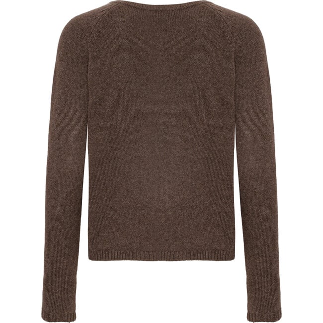 Women Cashmere Long Sleeve Button Down Knit Cardigan, Cappuccino Melange