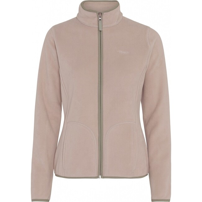 Women Doubleface Contrast Colour Fleece Zipper Jacket, Mahogany Rose & Mocca