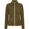 Women Doubleface Contrast Colour Fleece Zipper Jacket, Dark Olive & Mocca - Fleece & Sherpa Jackets - 1 - thumbnail