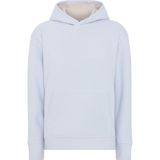 Women Doubleface Contrast Color Fleece Pocket Hoodie, Baby Blue & Kit