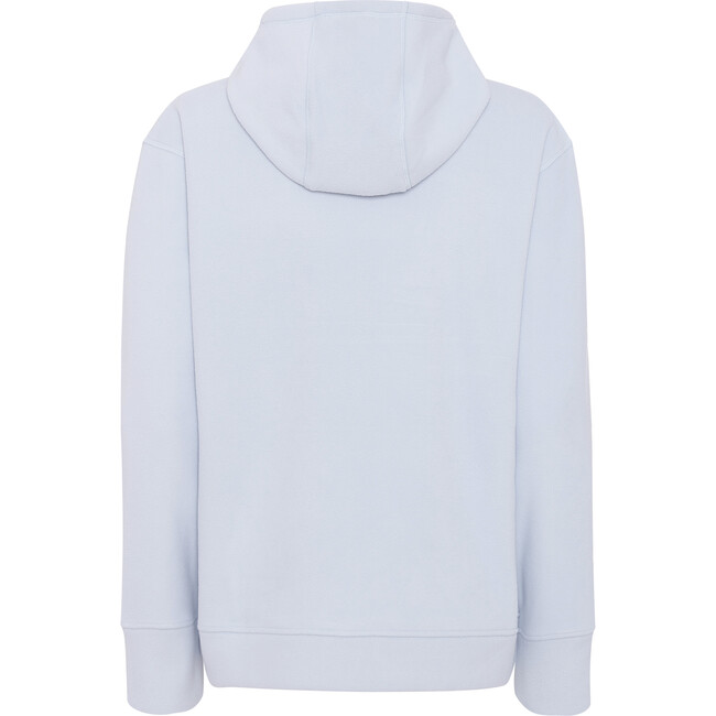 Women Doubleface Contrast Color Fleece Pocket Hoodie, Baby Blue & Kit