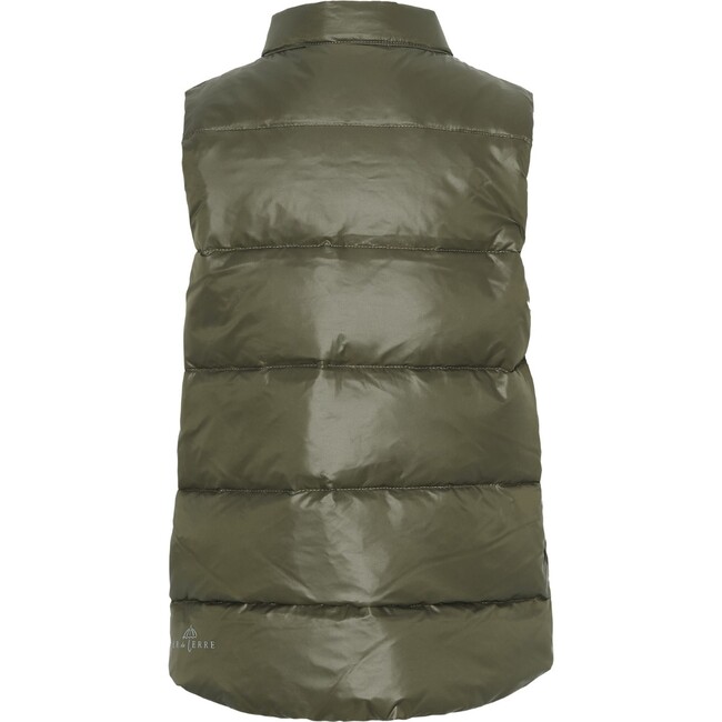 Children Featherlight Sleeveless Button Down Vest, Dark Moss