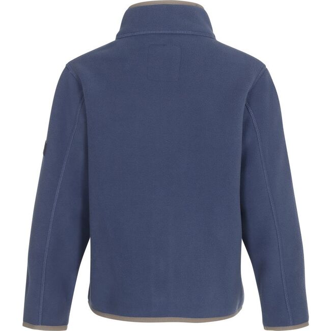 Children Doubleface Contrast Colour Fleece Zipper Jacket, Polar Blue & Mocca