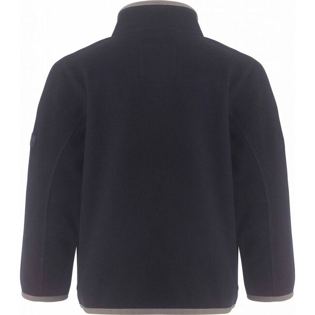 Children Doubleface Contrast Colour Fleece Zipper Jacket, Navy & Mocca