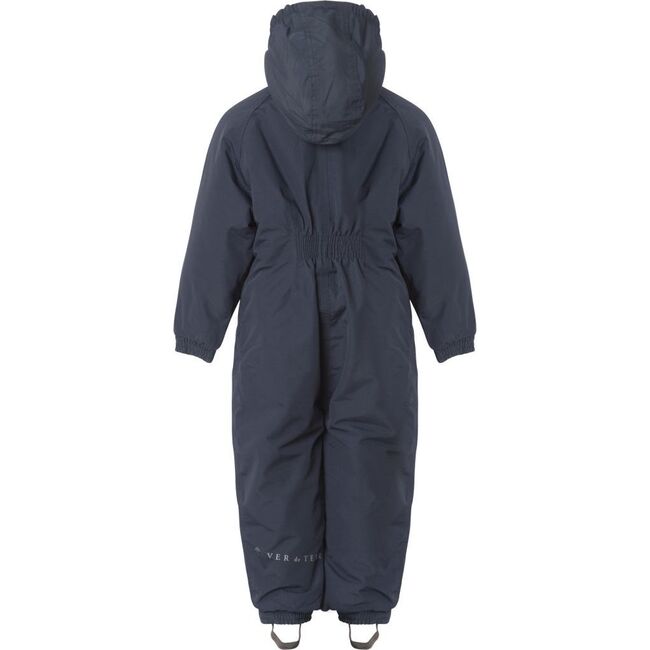 Children Detachable Hood Elastic Back & Cuff Zipper Wintersuit, Navy