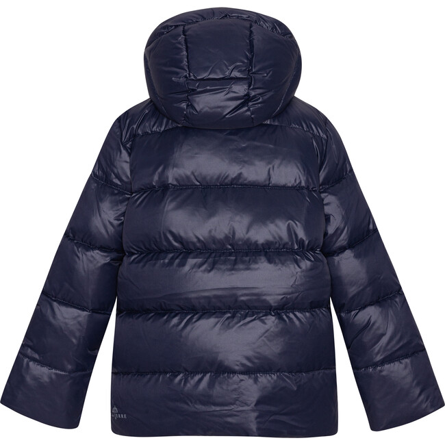 Children Featherlight Ribbed Collar Button Down Winter Jacket, Navy