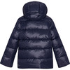 Children Featherlight Ribbed Collar Button Down Winter Jacket, Navy - Jackets - 2 - thumbnail