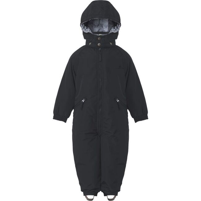 Children Detachable Hood Elastic Back & Cuff Zipper Wintersuit, Anthracite