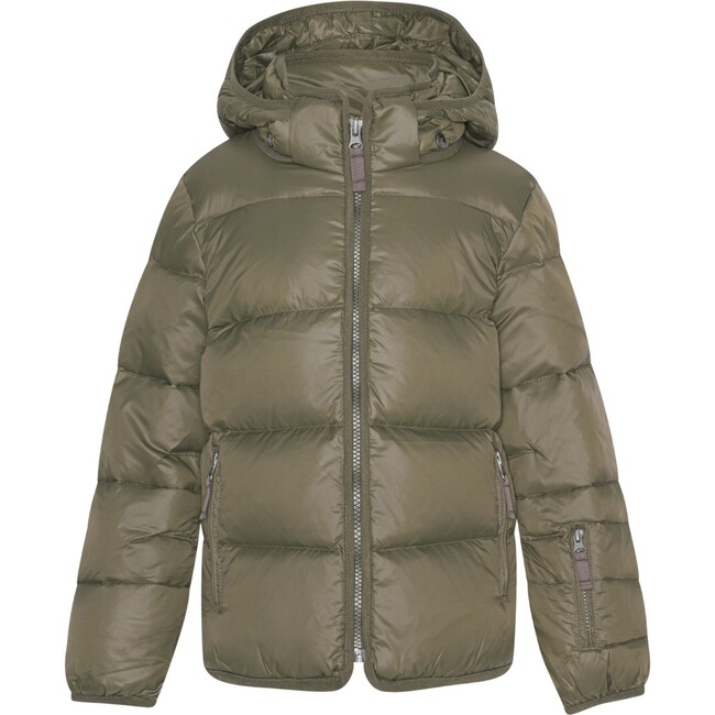 Children Featherlight Detachable Hood Pocket Winter Ski Jacket, Dark Moss