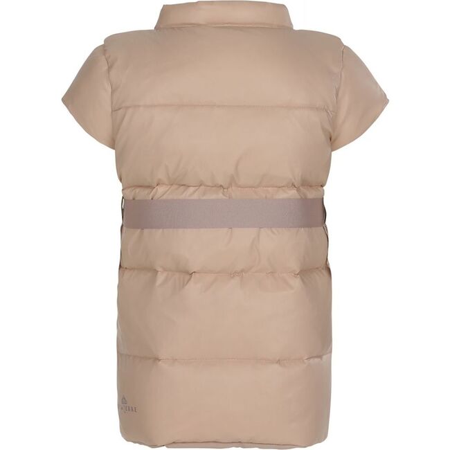 Featherlight Short Sleeve Ribbon Waist Down Vest, Mahogany Rose