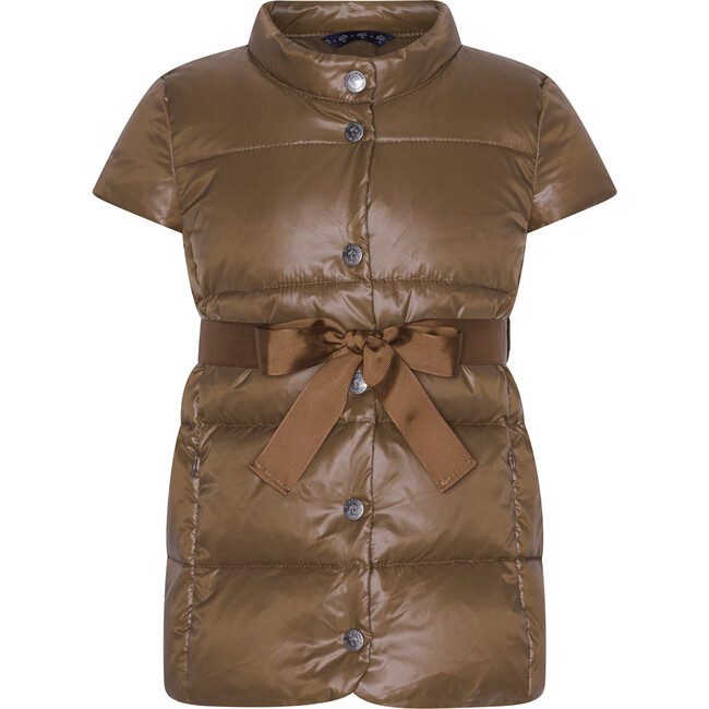 Featherlight Short Sleeve Ribbon Waist Down Vest, Kangaroo