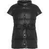 Featherlight Short Sleeve Ribbon Waist Down Vest, Black - Vests - 1 - thumbnail