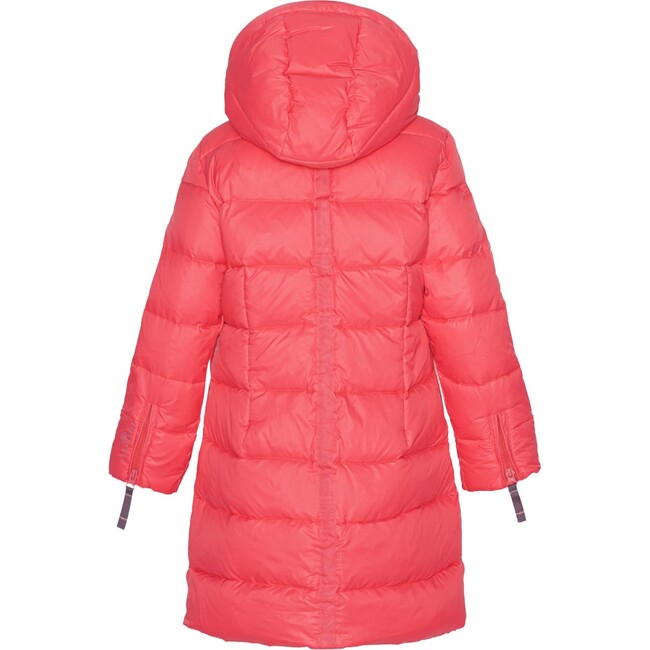 Girls Featherlight Detachable Hood Zipper Long Winter Down Coat, Flamingo