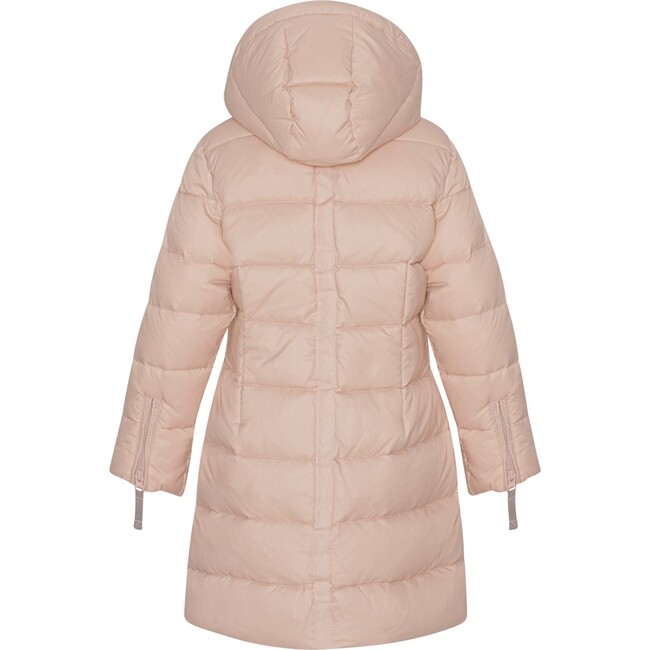 Girls Featherlight Detachable Hood Zipper Long Winter Down Coat, Mahogany Rose