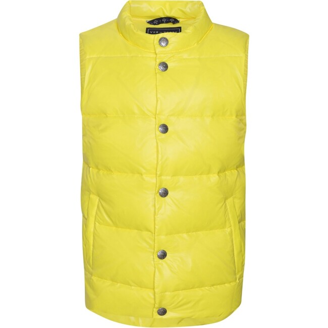 Featherlight Sleeveless Button Down Vest, Yellow