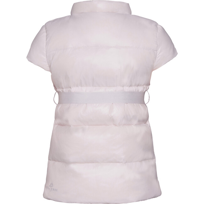 Featherlight Short Sleeve Ribbon Waist Down Vest, Rose Powder