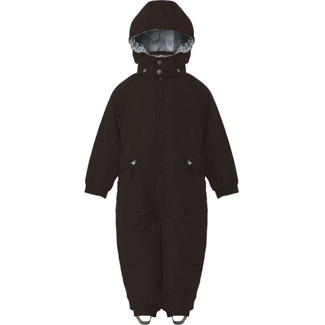 Detachable Hood Elastic Back & Cuff Zipper Wintersuit, Coffee
