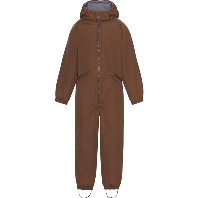 Detachable Hood Elastic Back & Cuff Zipper Wintersuit, Brownie