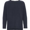 Children Cashmere Long Sleeve Knit Sweater, Navy - Sweaters - 1 - thumbnail