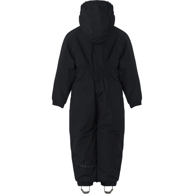Detachable Hood Elastic Back & Cuff Zipper Wintersuit, Black