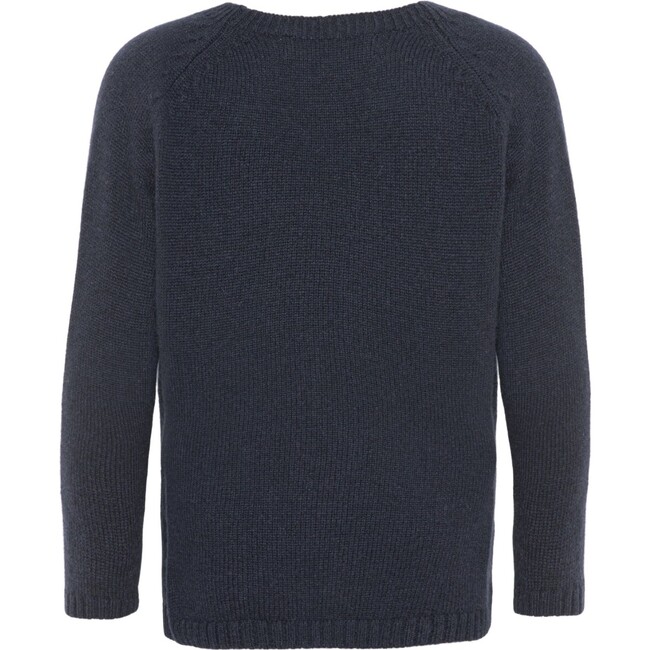 Children Cashmere Long Sleeve Knit Sweater, Navy