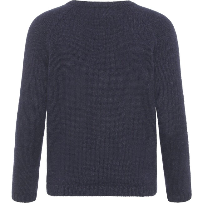 Children Cashmere Long Sleeve Button Down Knit Cardigan, Navy