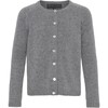 Children Cashmere Long Sleeve Button Down Knit Cardigan, Grey Melange - Cardigans - 1 - thumbnail