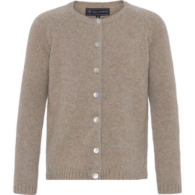 Children Cashmere Long Sleeve Button Down Knit Cardigan, Bear Melange