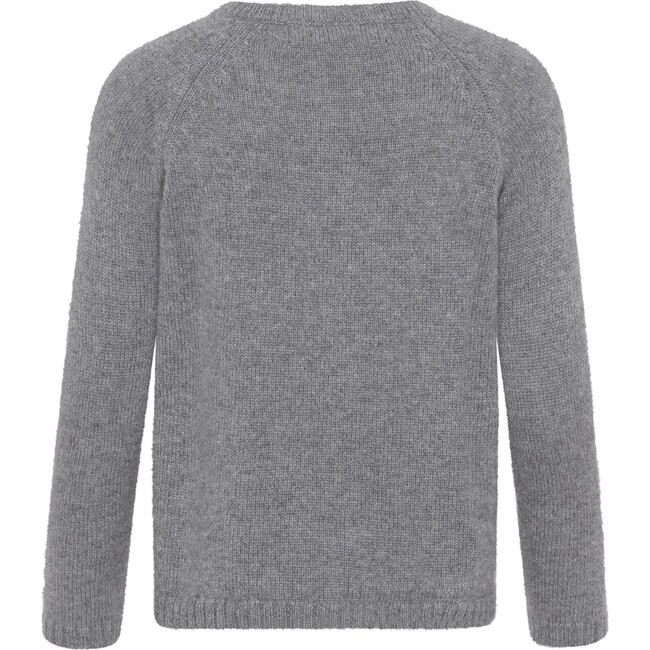 Children Cashmere Long Sleeve Button Down Knit Cardigan, Grey Melange