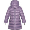 Girls Featherlight Detachable Hood Zipper Long Winter Down Coat, Dewberry - Parkas - 2 - thumbnail