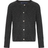 Children Cashmere Long Sleeve Button Down Knit Cardigan, Charcoal Melange - Cardigans - 1 - thumbnail