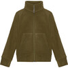 Doubleface Contrast Colour Fleece Zipper Jacket, Dark Olive - Fleece & Sherpa Jackets - 1 - thumbnail