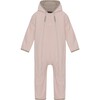 Baby Doubleface Contrast Color 2-Zipper Fleece Babysuit, Mahogany Rose & Mocca - Overalls - 1 - thumbnail