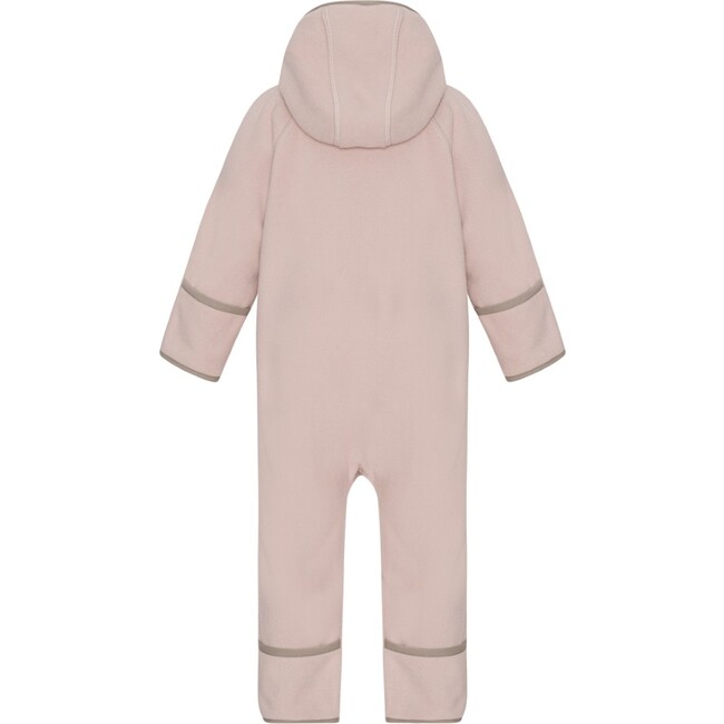 Baby Doubleface Contrast Color 2-Zipper Fleece Babysuit, Mahogany Rose & Mocca