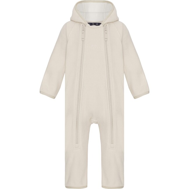 Baby Doubleface Contrast Color 2-Zipper Fleece Babysuit, Kit & Vanilla